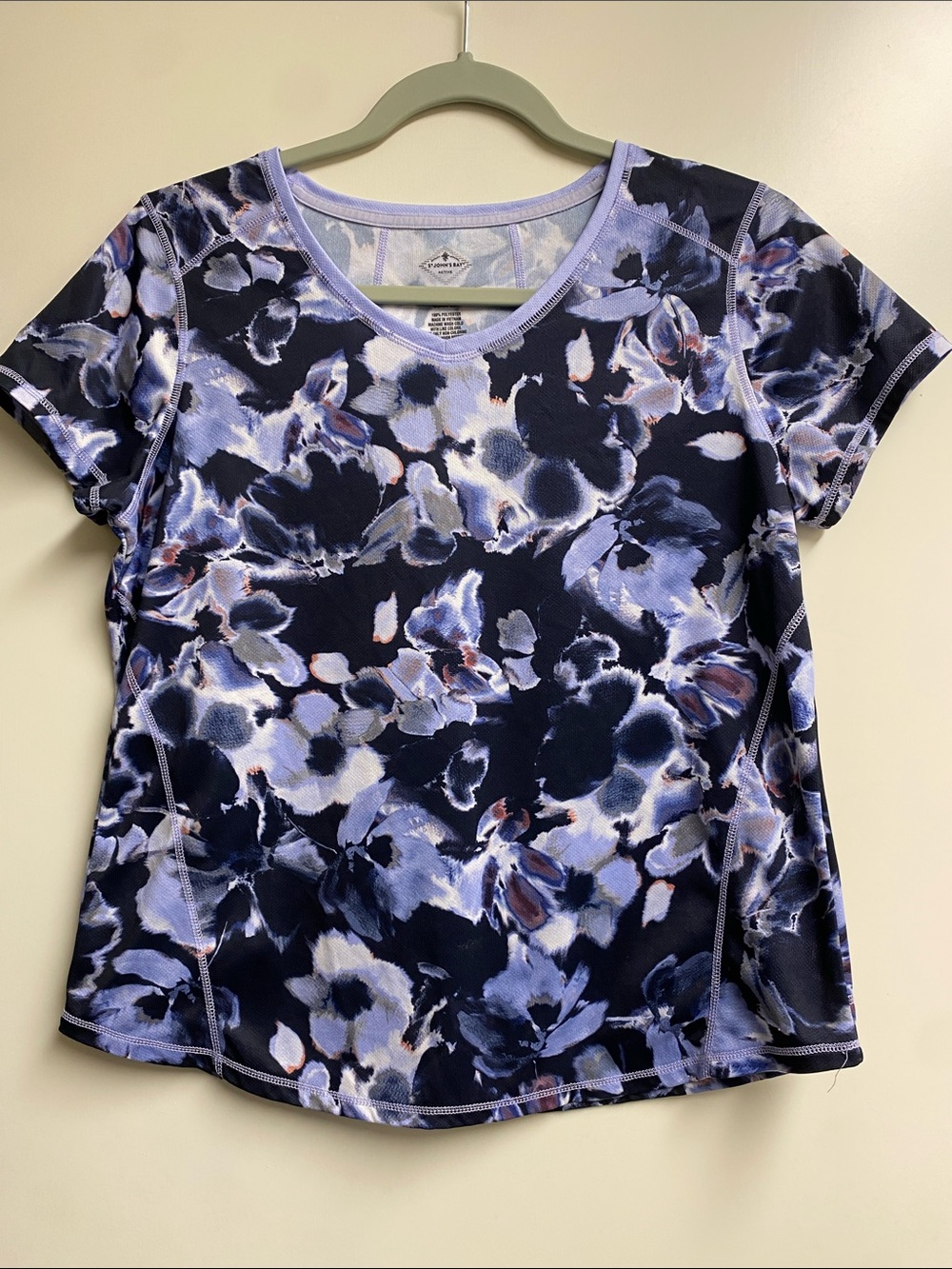 St John’s Bay Navy and Lavender Floral Short Sleeve Performance Tee